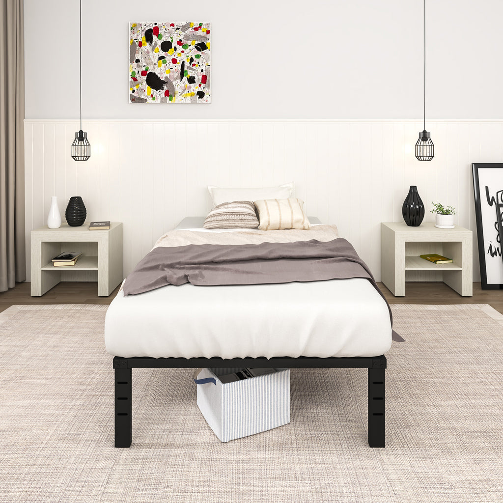NULS 14 inch Twin Bed Frame, Heavy Duty Metal Platform, No Box Spring Needed, Easy Assembly, Noise Free, Black