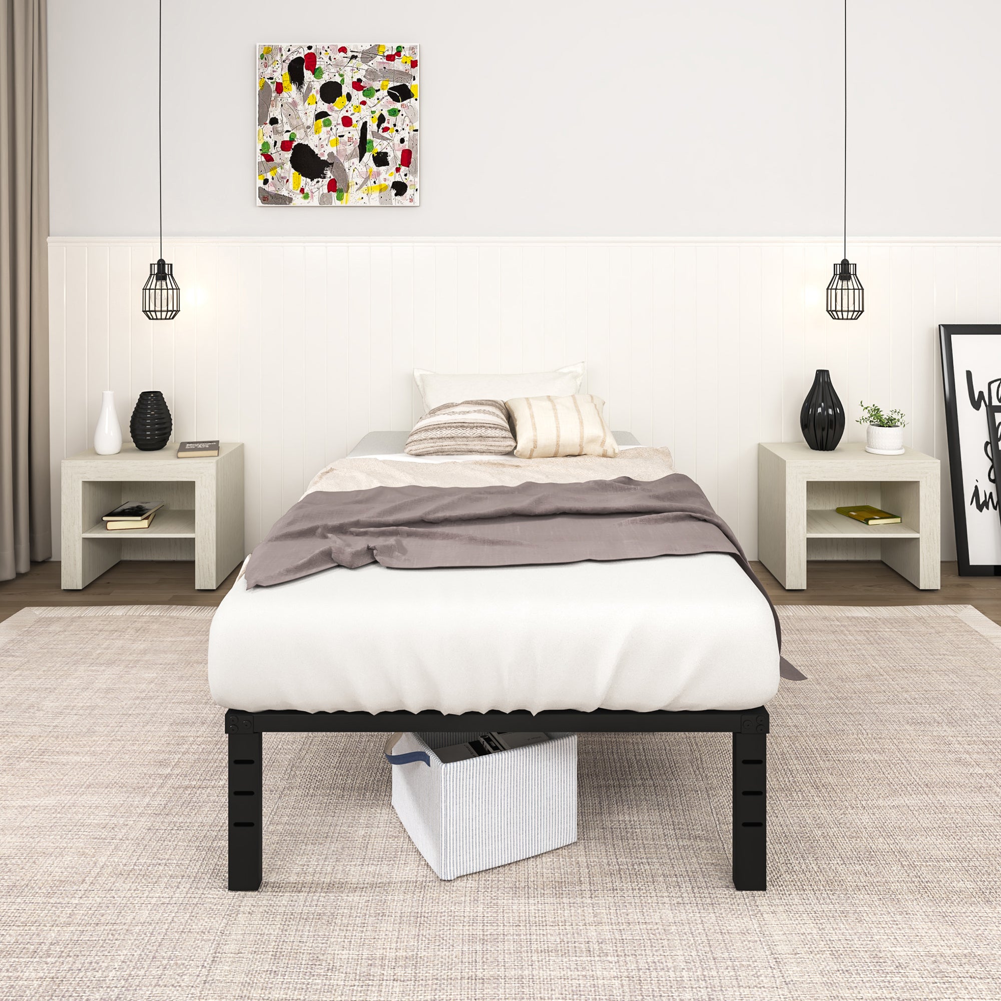 NULS 14 inch Twin Bed Frame, Heavy Duty Metal Platform, No Box Spring Needed, Easy Assembly, Noise Free, Black