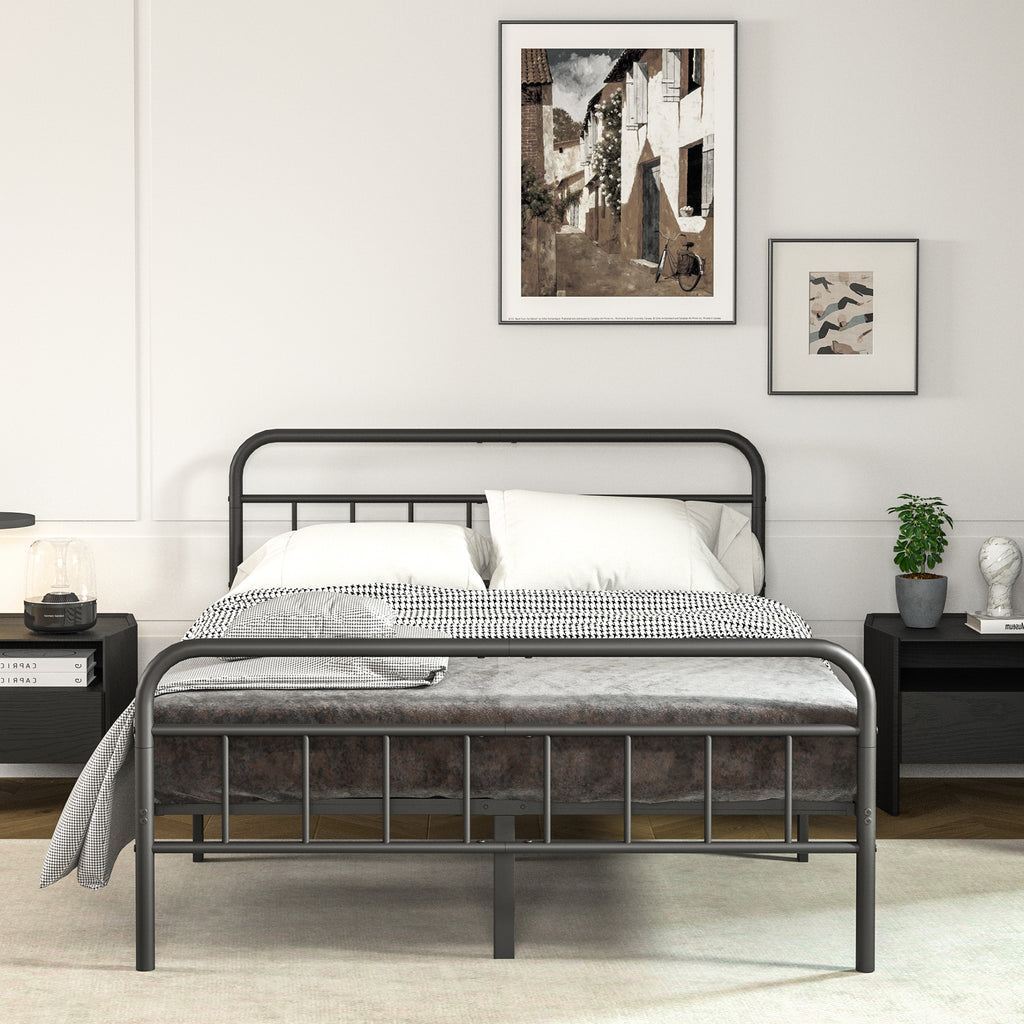 NULS Queen Size Platform Bed Frame with Metal Headboard, Easy Assembly, No Box Spring Needed, Black