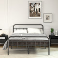 NULS Queen Size Platform Bed Frame with Metal Headboard, Easy Assembly, No Box Spring Needed, Black