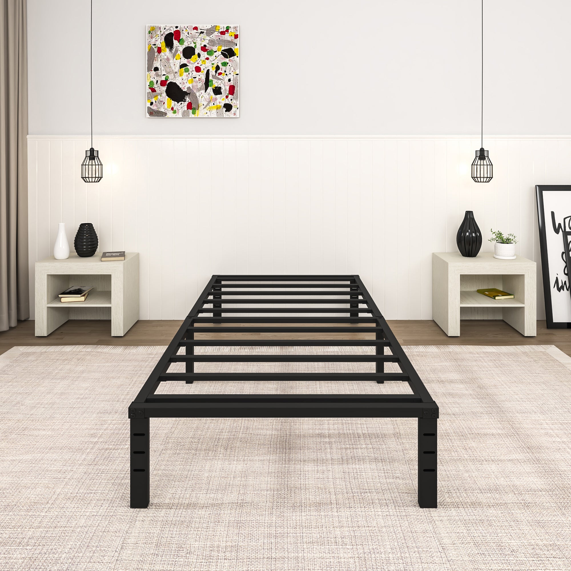 NULS 14 inch Twin Bed Frame, Heavy Duty Metal Platform, No Box Spring Needed, Easy Assembly, Noise Free, Black