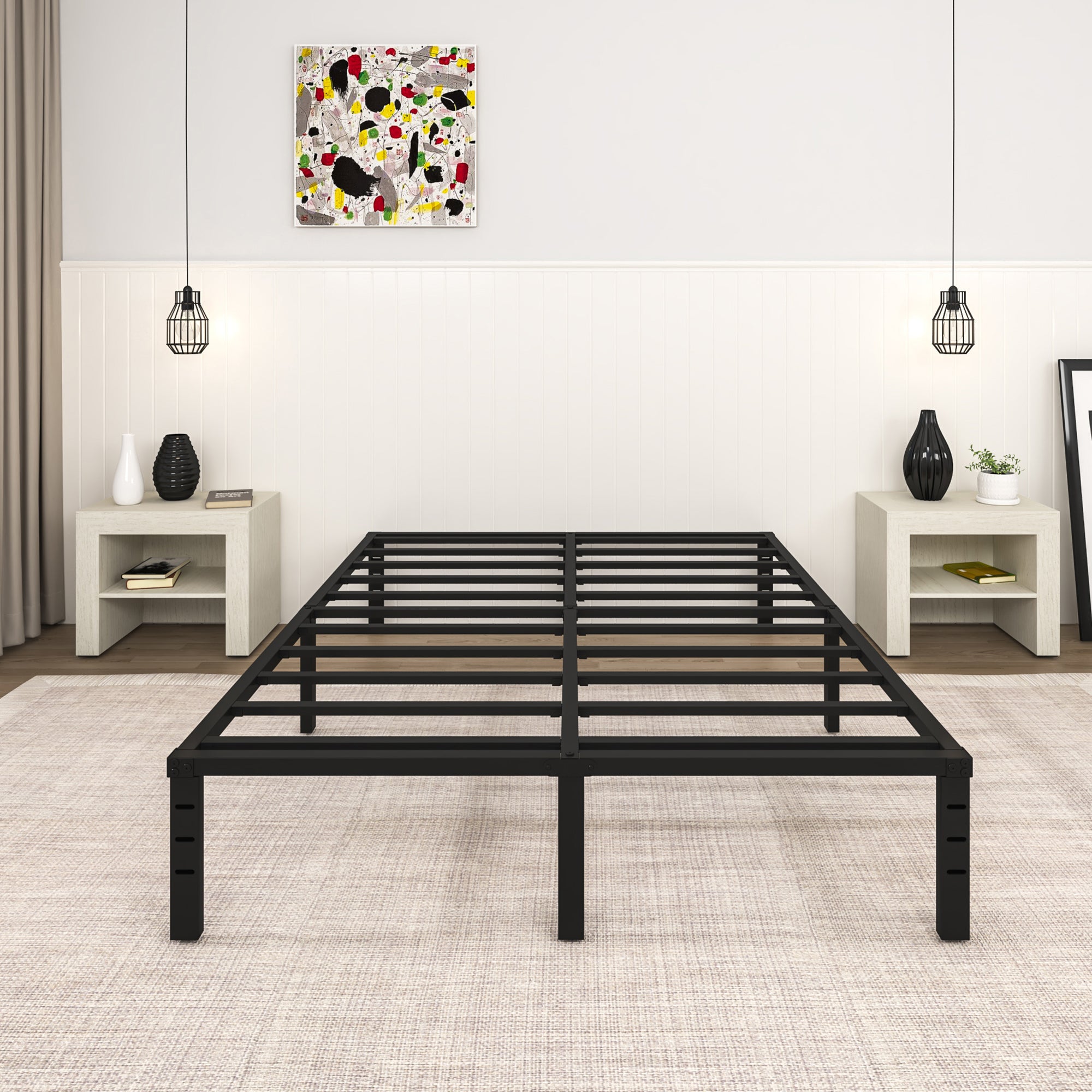 NULS 14 inch Queen Bed Frame, Heavy Duty Metal Platform, No Box Spring Needed, Easy Assembly, Noise Free, Black