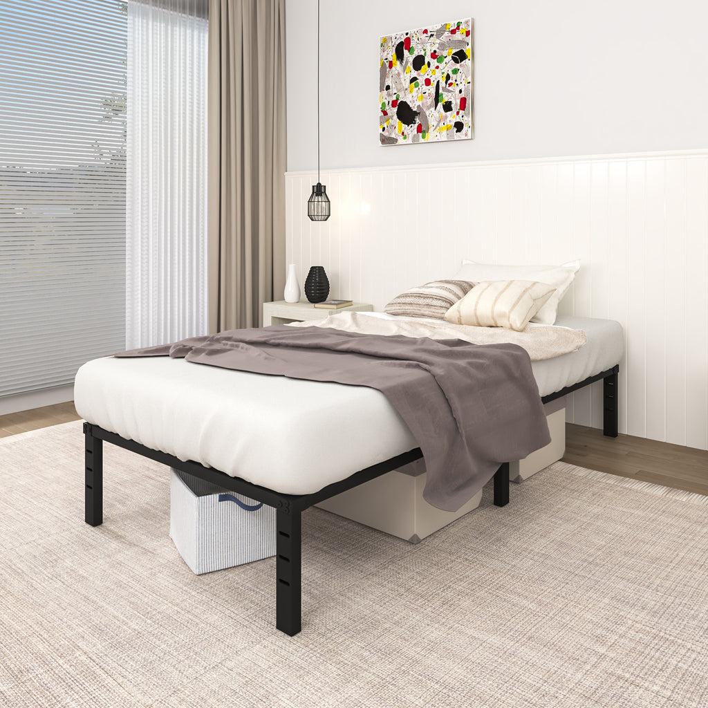 NULS 14 inch Twin Bed Frame, Heavy Duty Metal Platform, No Box Spring Needed, Easy Assembly, Noise Free, Black