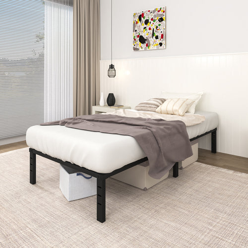 NULS 14 inch Twin Bed Frame, Heavy Duty Metal Platform, No Box Spring Needed, Easy Assembly, Noise Free, Black