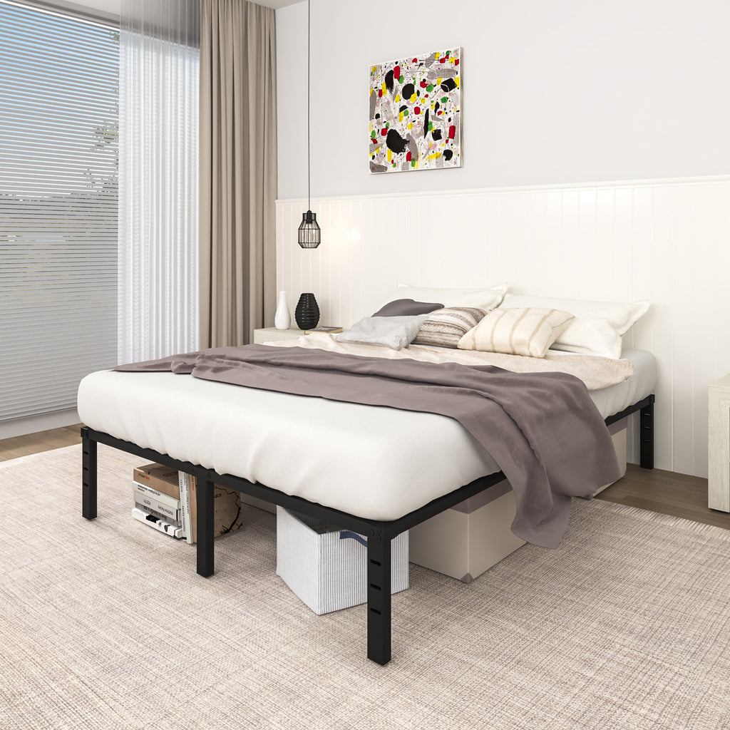 NULS 14 inch Queen Bed Frame, Heavy Duty Metal Platform, No Box Spring Needed, Easy Assembly, Noise Free, Black
