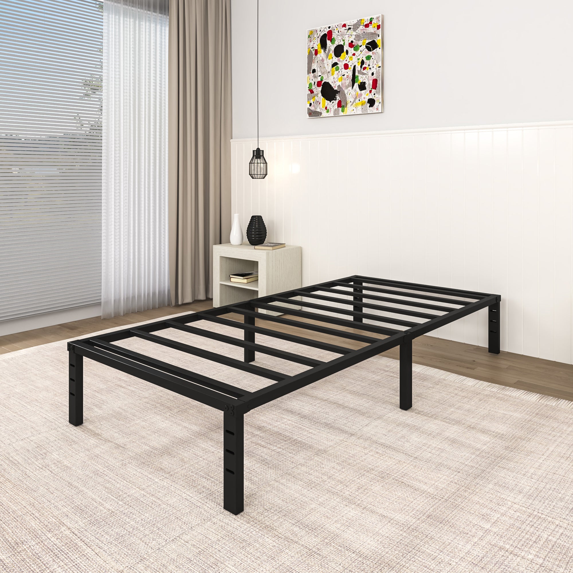 NULS 14 inch Twin Bed Frame, Heavy Duty Metal Platform, No Box Spring Needed, Easy Assembly, Noise Free, Black