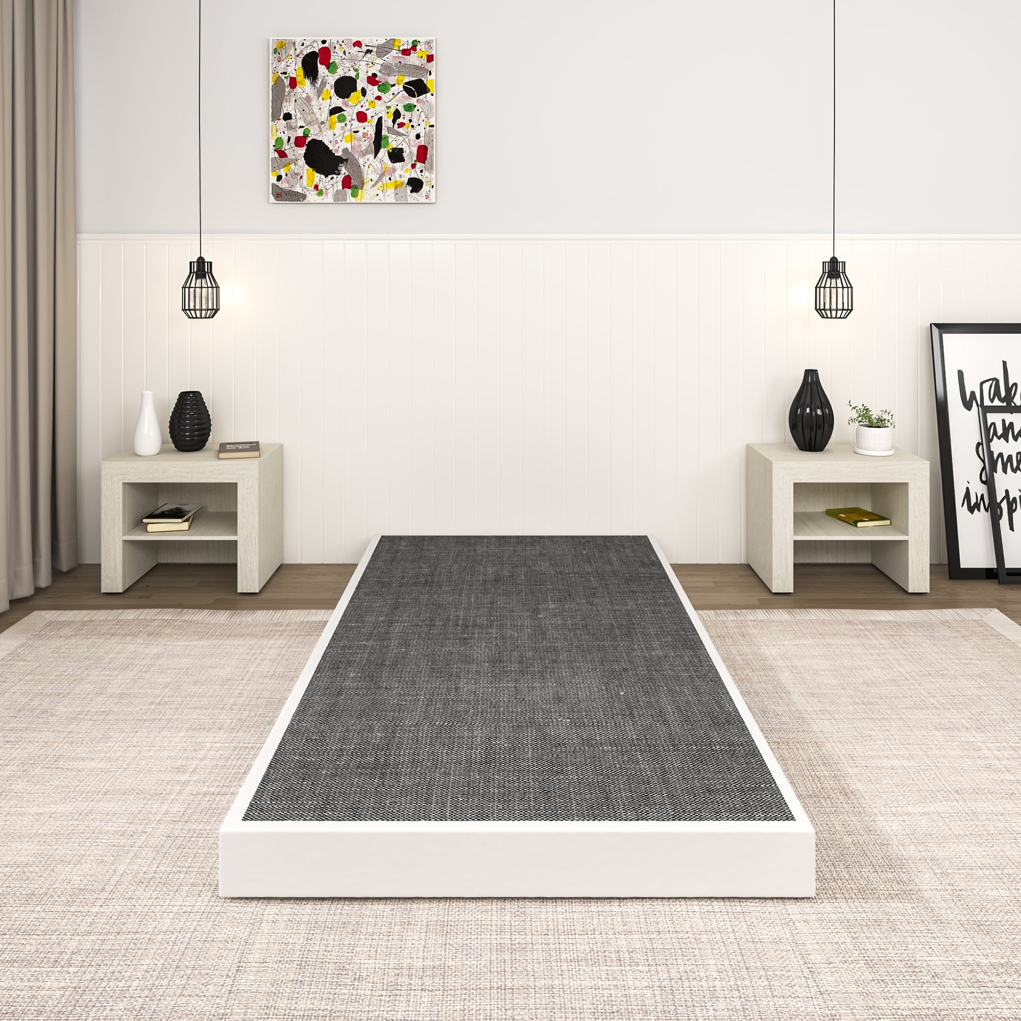 NULS Twin Box Springs 5 inch, Heavy Duty Metal Mattress Foundation with Cover, Easy Assembly