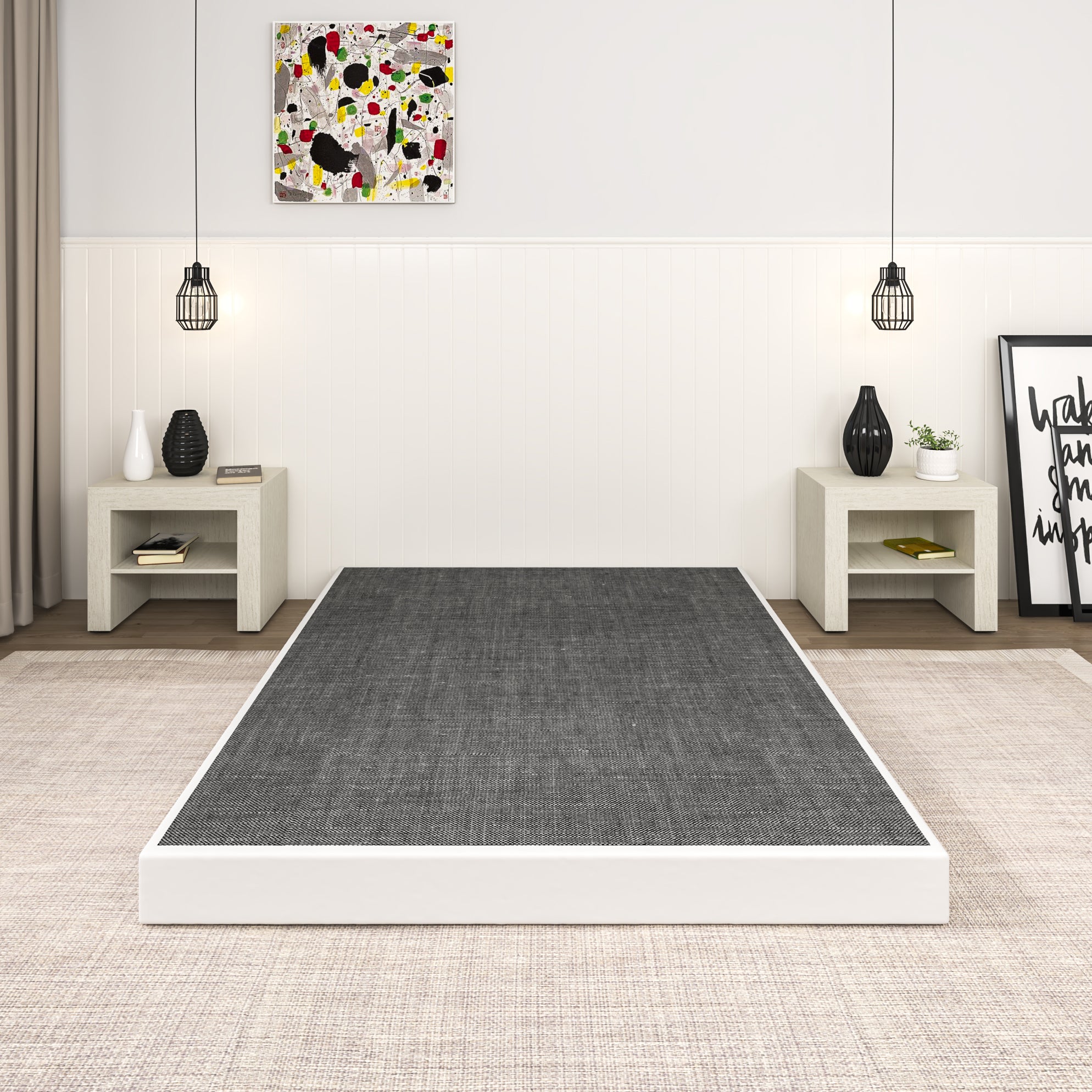 NULS 5 Inch Heavy Duty Metal Box Spring Mattress Foundation 3000lbs Max Weight Capacity/Non-Slip/No Noise/Easy Assembly/Easy Clean Cover, King