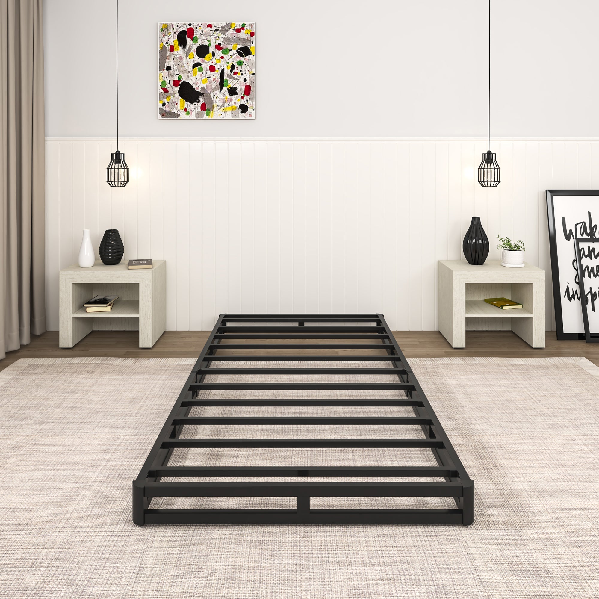 NULS Twin Box Springs 5 inch, Heavy Duty Metal Mattress Foundation with Cover, Easy Assembly