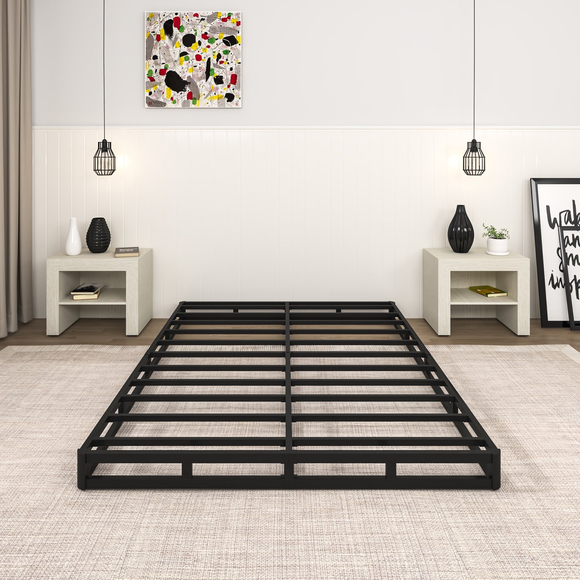 NULS Queen Box Springs 5 inch, Heavy Duty Metal Mattress Foundation with Cover, Easy Assembly