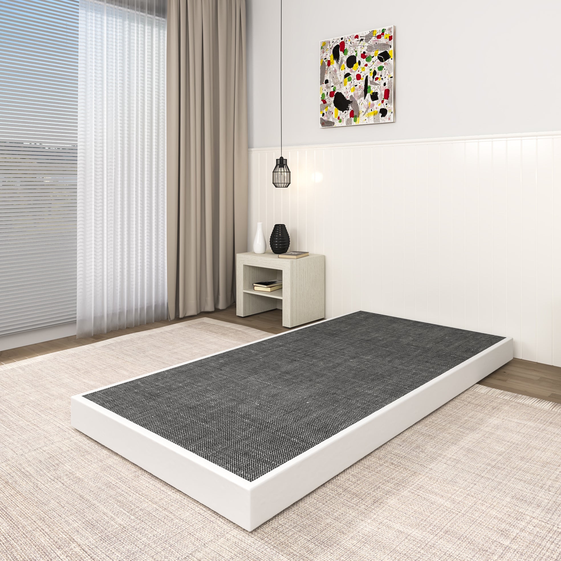 NULS Twin Box Springs 5 inch, Heavy Duty Metal Mattress Foundation with Cover, Easy Assembly