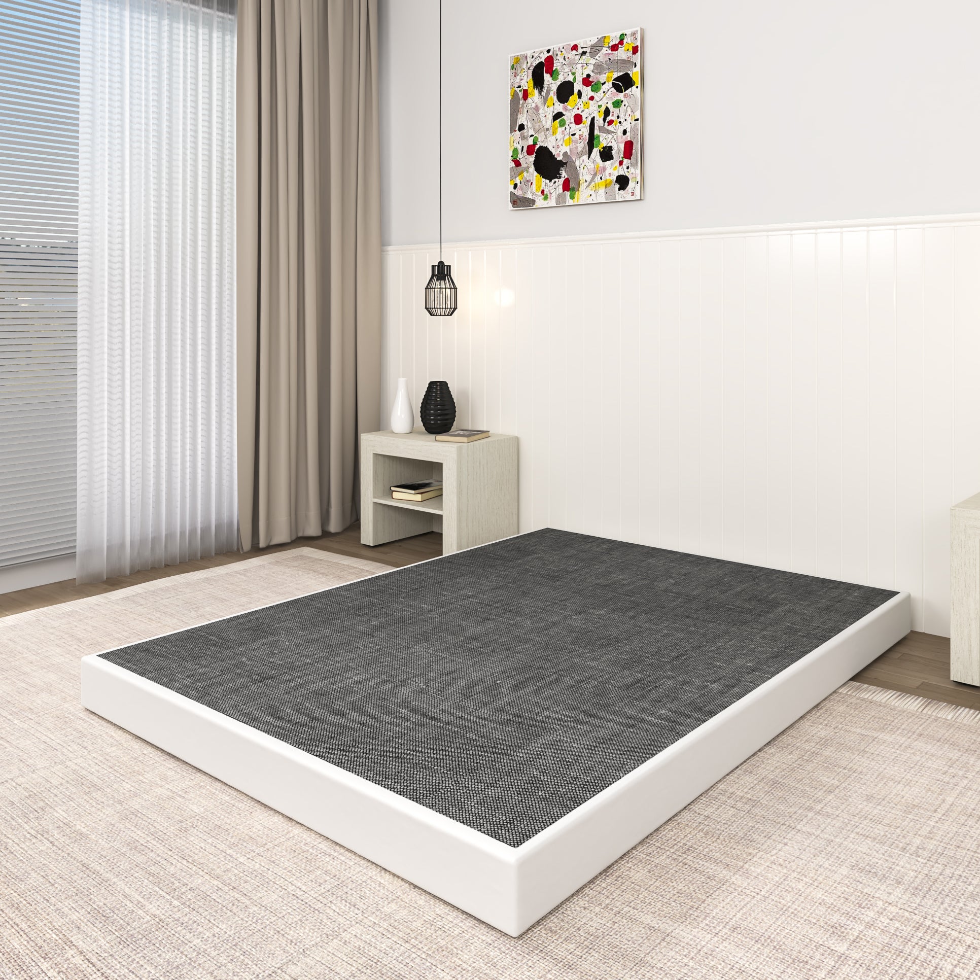NULS Queen Box Springs 5 inch, Heavy Duty Metal Mattress Foundation with Cover, Easy Assembly