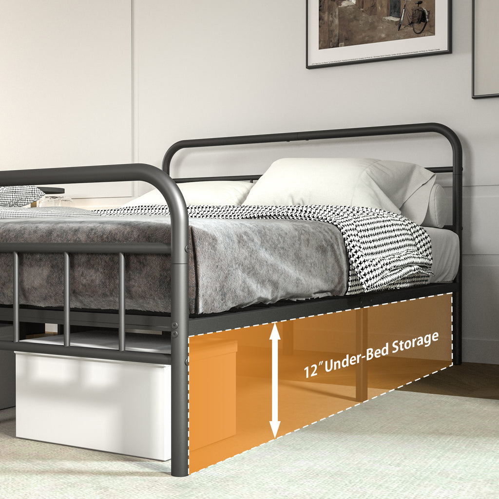 NULS King Size Platform Bed Frame with Metal Headboard, Easy Assembly, No Box Spring Needed, Black