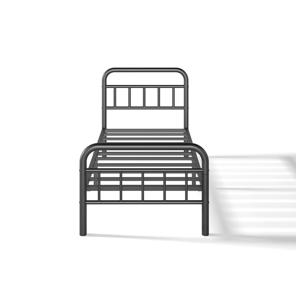 NULS Twin Size Platform Bed Frame with Metal Headboard, Easy Assembly, No Box Spring Needed, Black