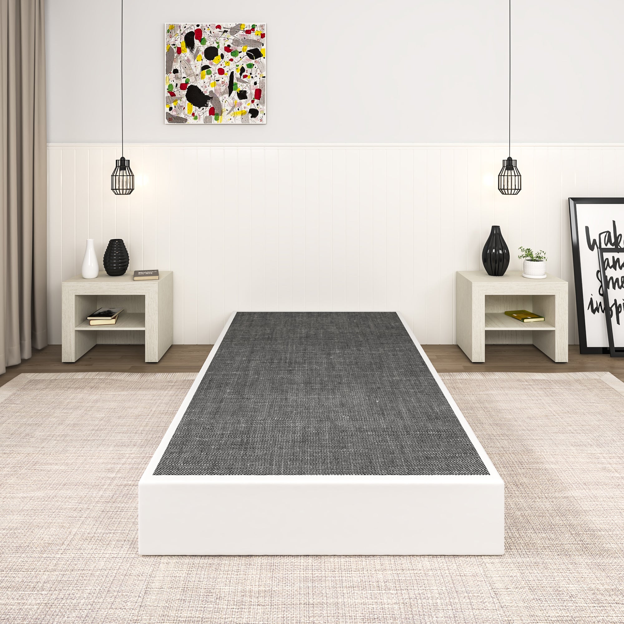 NULS Box Springs Twin 9 Inch, Heavy Duty Metal Frame Mattress Foundation with Easy Clean Cover, Noise Free, Easy Assembly
