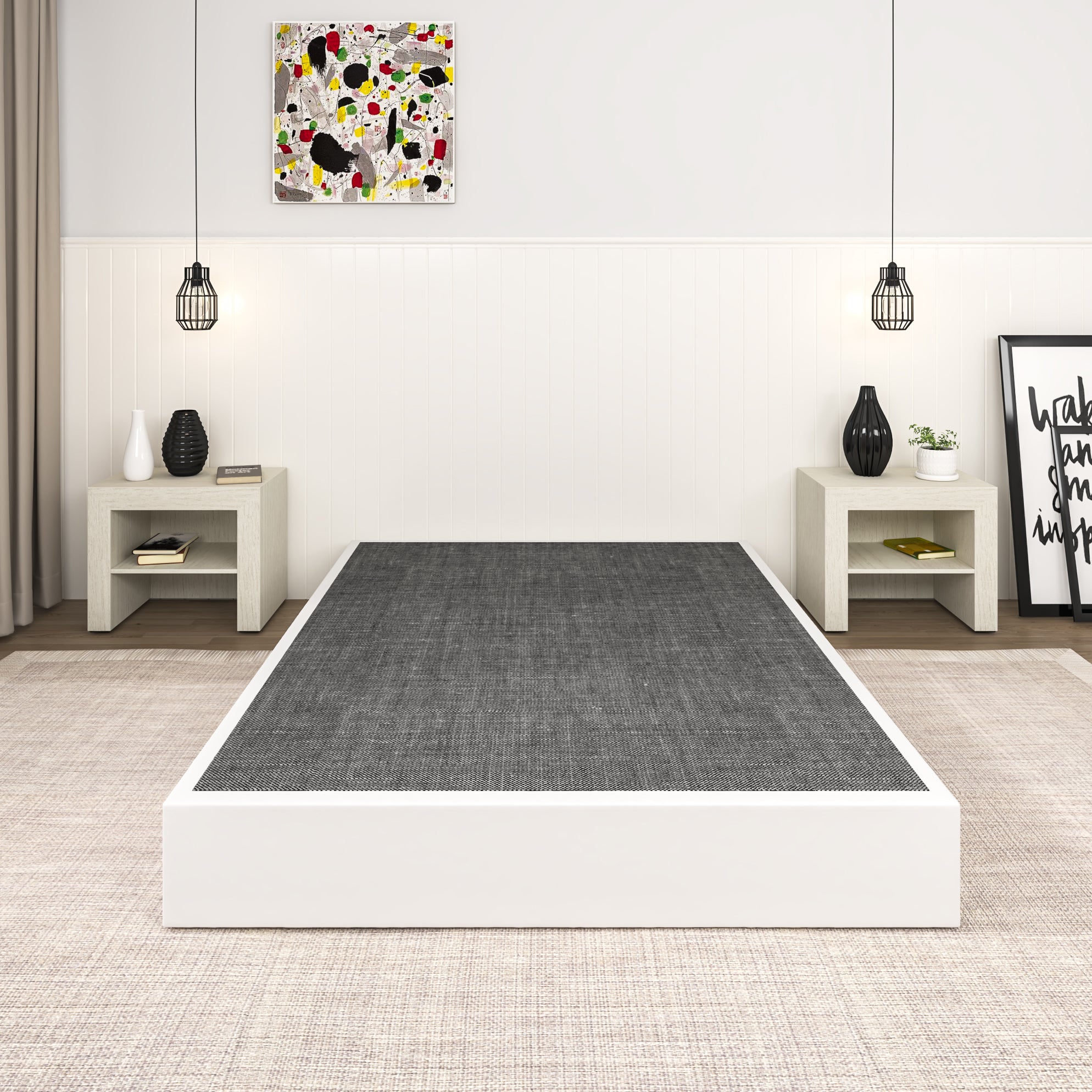 NULS Box Springs Full 9 Inch, Heavy Duty Metal Frame Mattress Foundation with Easy Clean Cover, Noise Free, Easy Assembly