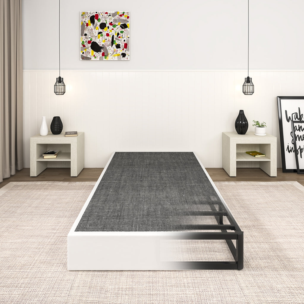 NULS Box Springs Twin 9 Inch, Heavy Duty Metal Frame Mattress Foundation with Easy Clean Cover, Noise Free, Easy Assembly