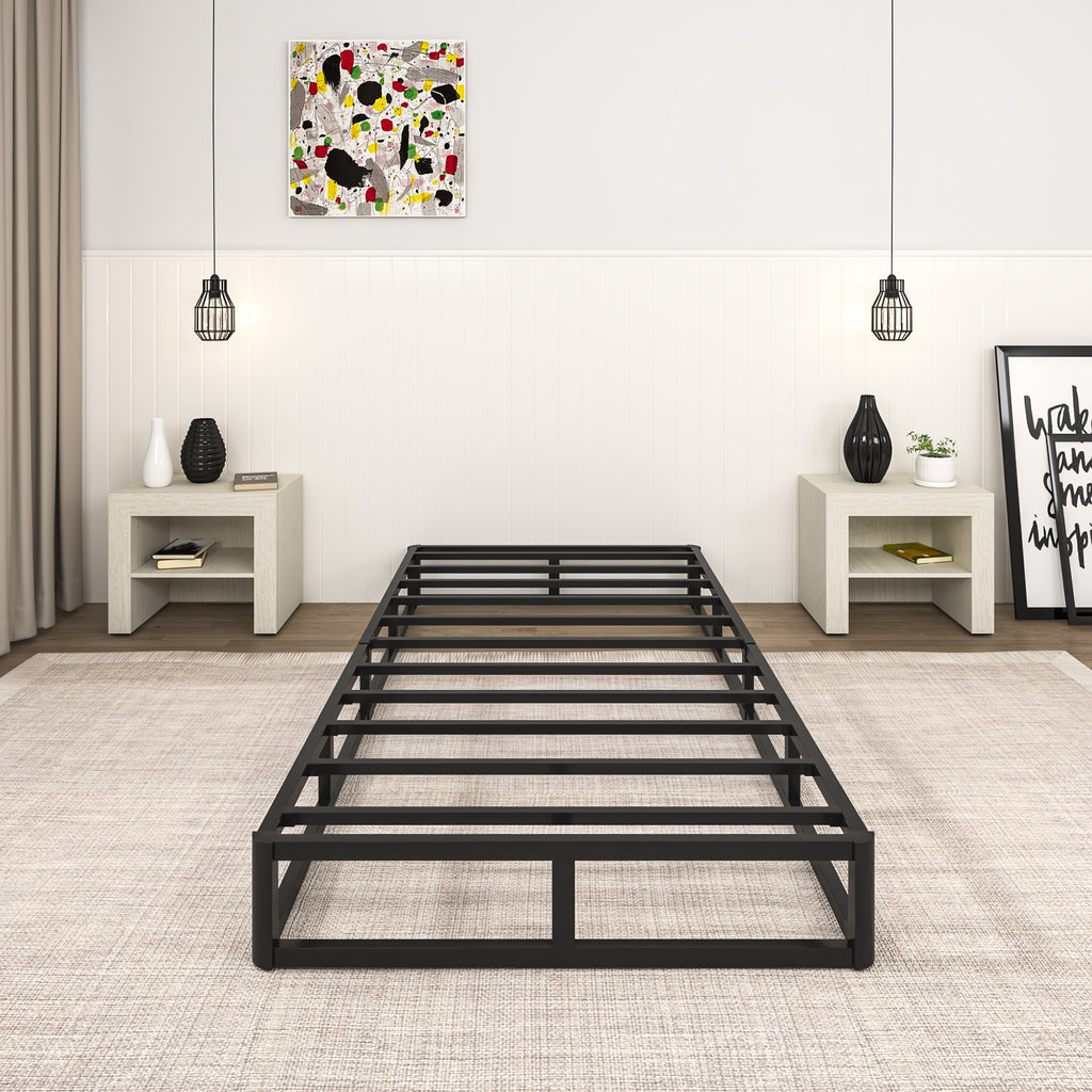NULS Box Springs Twin 9 Inch, Heavy Duty Metal Frame Mattress Foundation with Easy Clean Cover, Noise Free, Easy Assembly