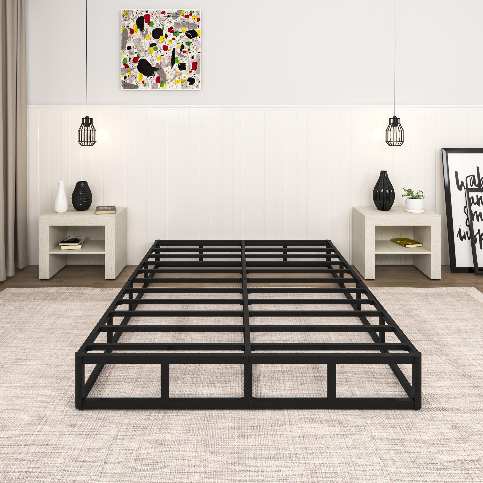 NULS Box Springs Full 9 Inch, Heavy Duty Metal Frame Mattress Foundation with Easy Clean Cover, Noise Free, Easy Assembly