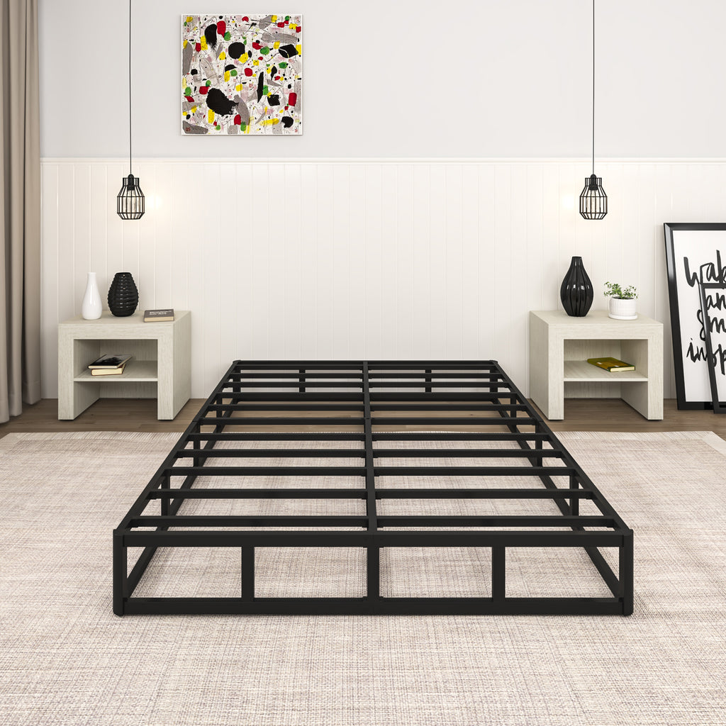 NULS Box Springs King Size 9 Inch, Heavy Duty Metal Frame Mattress Foundation with Easy Clean Cover, Noise Free, Easy Assembly