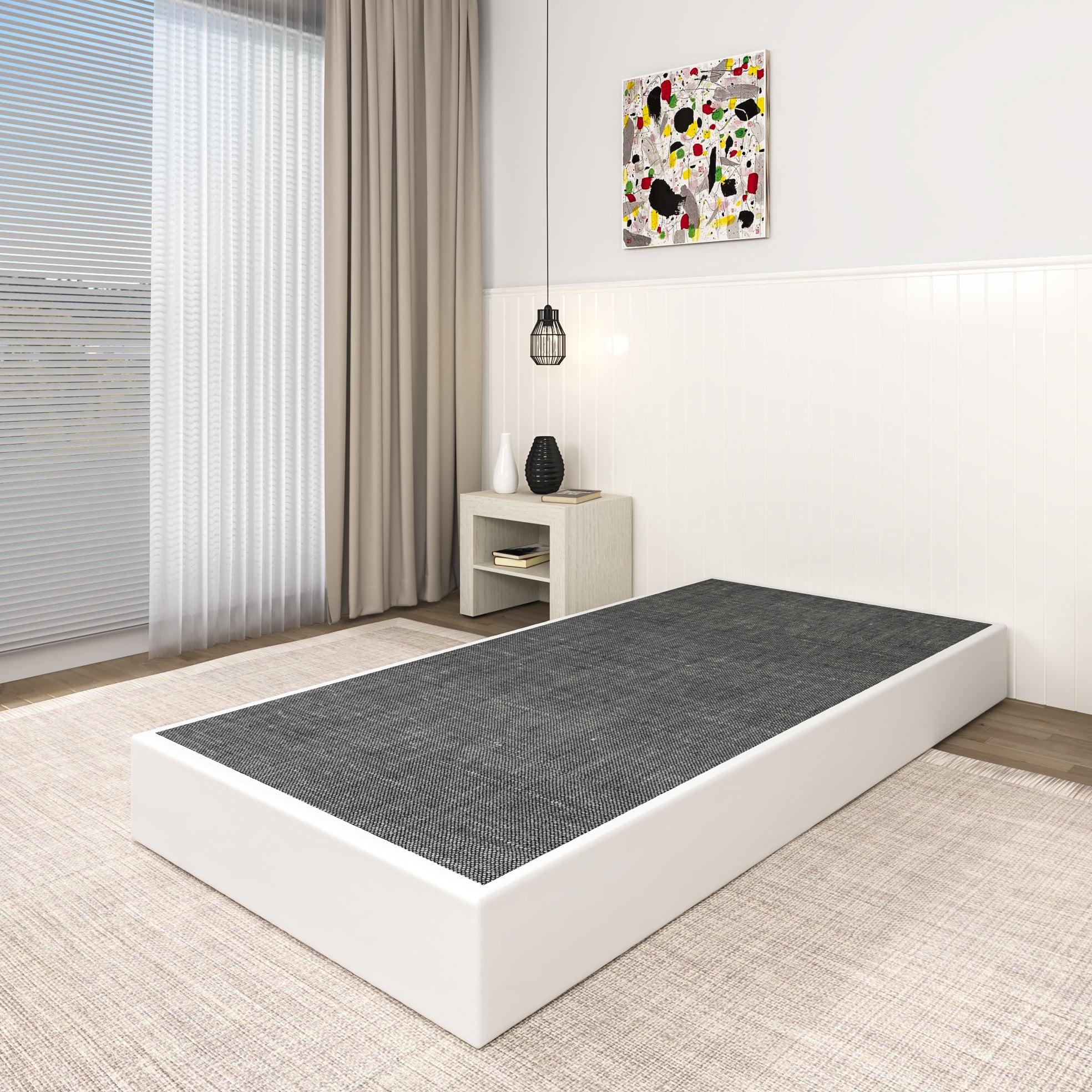 NULS Box Springs Twin 9 Inch, Heavy Duty Metal Frame Mattress Foundation with Easy Clean Cover, Noise Free, Easy Assembly