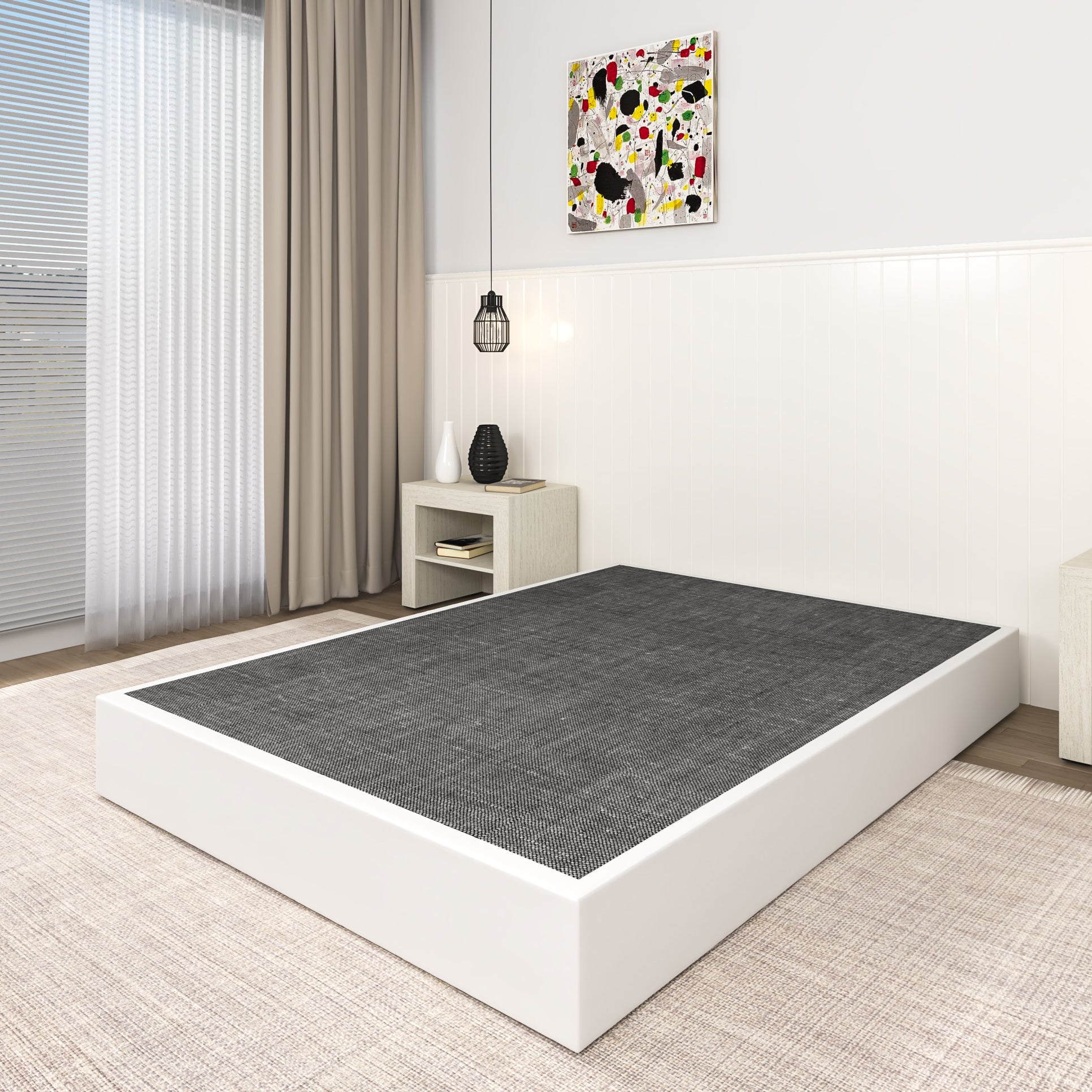 NULS Box Springs Full 9 Inch, Heavy Duty Metal Frame Mattress Foundation with Easy Clean Cover, Noise Free, Easy Assembly